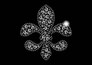 Pırlanta Kristaller, Kraliyet Zambağı 'nın Silueti - Vektör Cazibe Taşları Heraldik Fleur-de-Lis Logosu