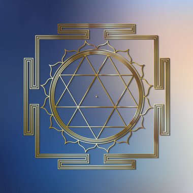 Kutsal Hint Geometrisi Mistik Diyagram Sembolü - Vektör Durga Yantra