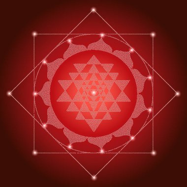 Kutsal Hint Geometrisi Mistik Diyagram Sembolü - Vektör Shri Yantra