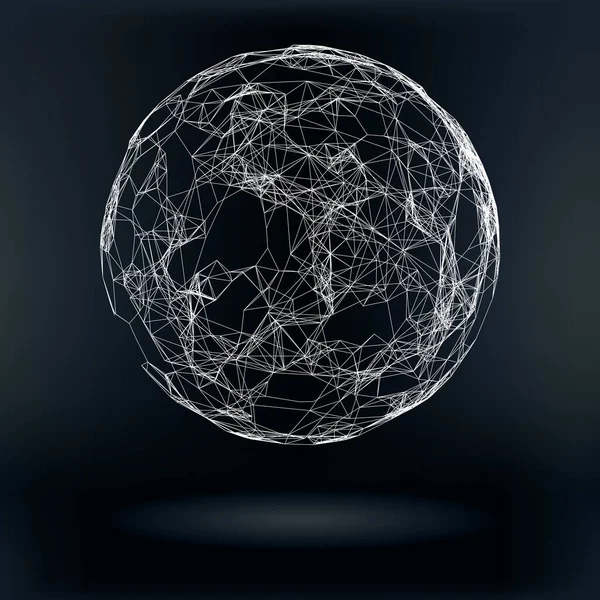 Technology Abstract Triagular Plexus Ball Vector Tech Hud Illustration — Stockový vektor