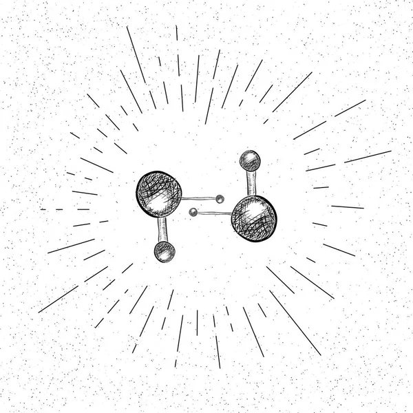 Ручной Рисунок Символа Молекулярного Взаимодействия Doodle Vector Hatch Icon — стоковый вектор