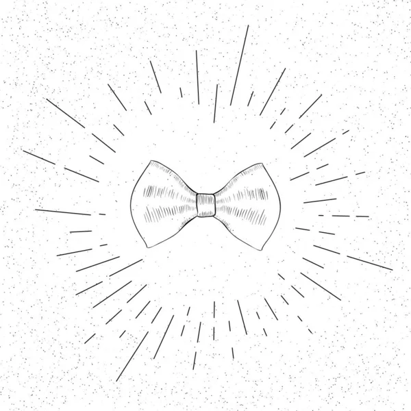 드래프트 Hipster Bow Tie Doodle Vector Hatch Icon — 스톡 벡터