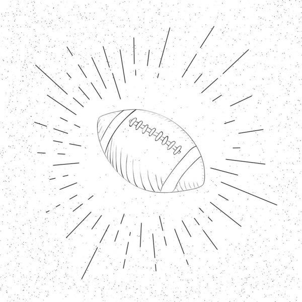 Símbolo Desenhado Mão Bola Rugby Vintage Com Laço Ícone Escotilha — Vetor de Stock