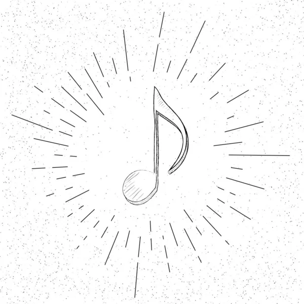 Kézzel Rajzolt Szimbóluma Musical Nyolcadik Megjegyzés Doodle Vector Hatch Ikon — Stock Vector