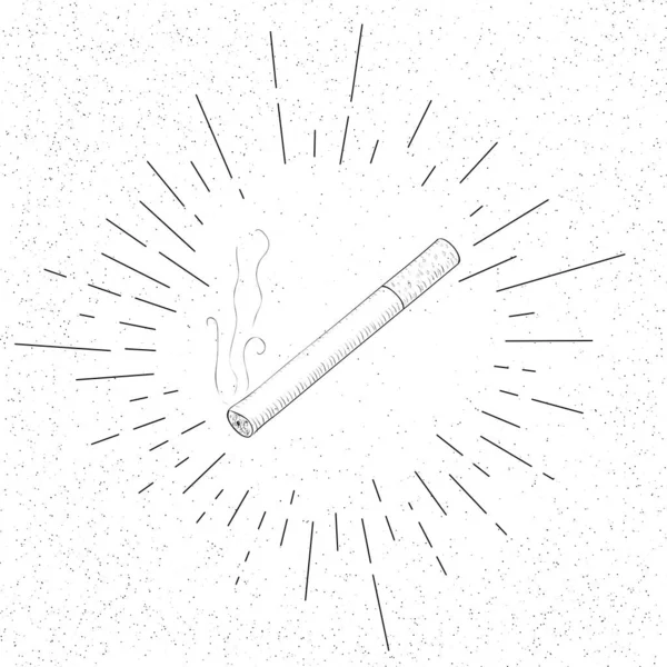 Símbolo Desenhado Mão Fumar Cigarro Doodle Vector Hatch Icon — Vetor de Stock