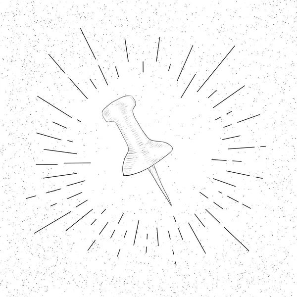 Símbolo Desenhado Mão Escritório Clerical Push Pin Thumbtack Doodle Vector — Vetor de Stock