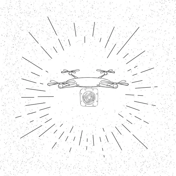 Handgetekende Symbool Van Drone Met Digitale Camera Luchtfotografie Drone Doodle — Stockvector