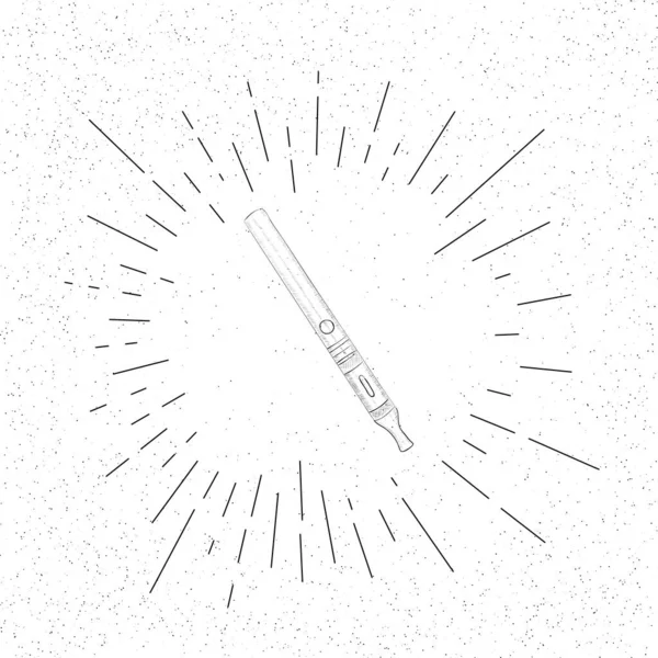 Símbolo Desenhado Mão Cigarro Eletrônico Vape Pen Doodle Vector Hatch — Vetor de Stock