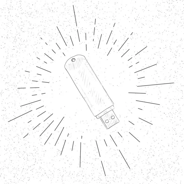 Símbolo Desenhado Mão Armazenamento Flash Usb Memory Stick Drive Doodle — Vetor de Stock