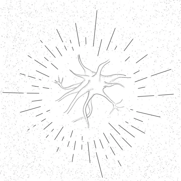 Χειροποίητο Σύμβολο Του Neuron Εγκεφαλικών Κυττάρων Doodle Vector Hatch Icon — Διανυσματικό Αρχείο