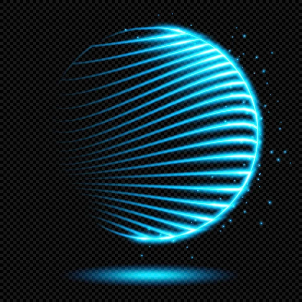 Cyan Leuchtendes Wavy Circle Logo Zeichen Mit Funken Auf Transparentem — Stockvektor