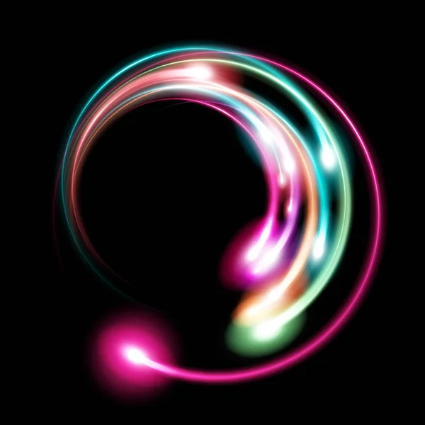 Hélix Rayonnant Vert Rose Spirale Néon Vectorielle Lumineuse — Image vectorielle