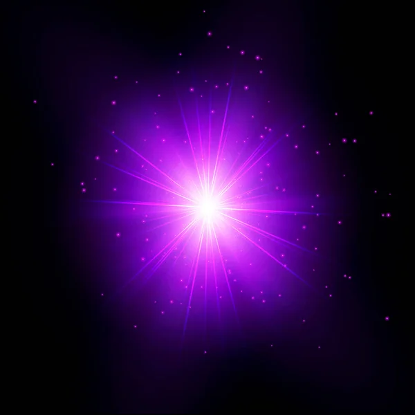Étoile Violette Éclat Rayons Étoiles Vectoriels Rayonnants — Image vectorielle