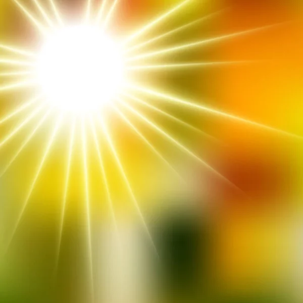 Été Jaune Chaud Soleil Doux Focus Burst Rayons Soleil Rayonnants — Image vectorielle