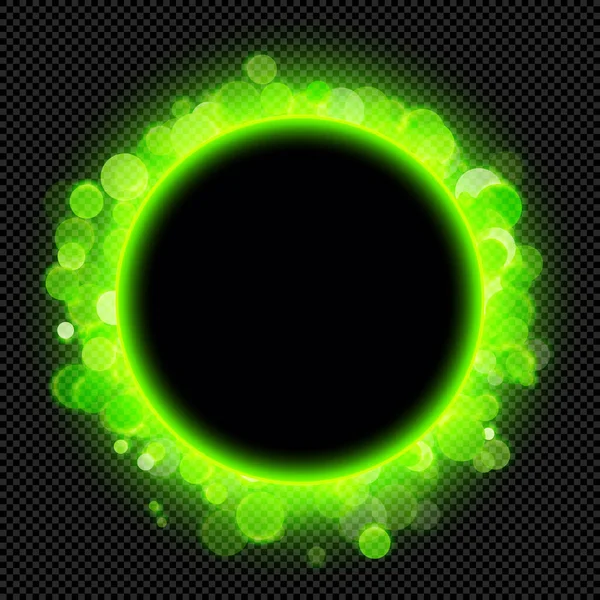 Πράσινο Λαμπερό Δαχτυλίδι Φωτοβολίδες Bikeh Διαφανές Φόντο Διάνυσμα Νέον Λαμπερό — Διανυσματικό Αρχείο