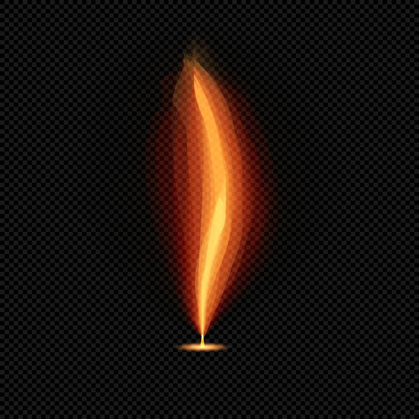 Orange Kerzenflamme Mit Wick Auf Transparentem Hintergrund Vector Glowing Fire — Stockvektor