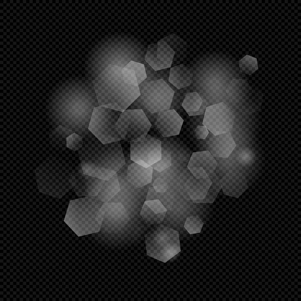 Hexagon Bokeh Flares Transparent Bakgrund Vector Special Lens Effect — Stock vektor