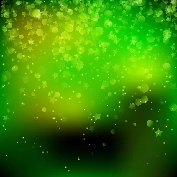 Green Shine Bokeh Flare Star Pioggia Con Scintille Vector Radiant — Vettoriale Stock