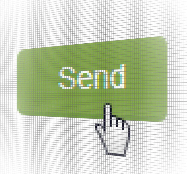 Close Hand Cursor Web Site Message Send Button Computer Lcd — Wektor stockowy