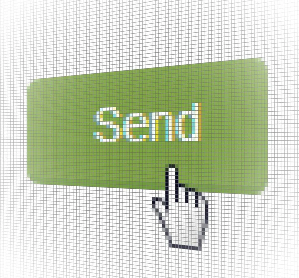 Close Hand Cursor Und Web Site Message Send Taste Auf — Stockvektor