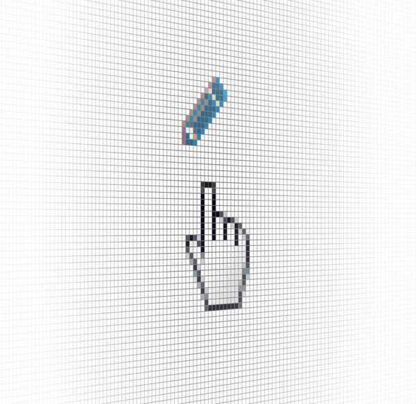 Close Hand Cursor Web Site Edit Pecil Icon 컴퓨터 Lcd — 스톡 벡터