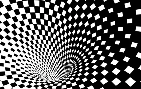Túnel Agujero Gusano Hipnótico Abstracto Geométrico Blanco Negro Ilusión Óptica — Archivo Imágenes Vectoriales
