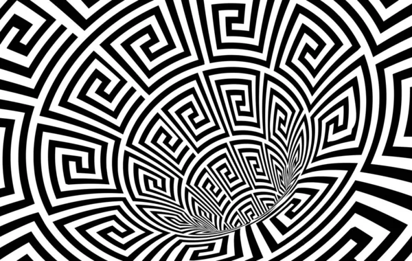 Túnel Agujero Gusano Hipnótico Abstracto Geométrico Blanco Negro Ilusión Óptica — Archivo Imágenes Vectoriales