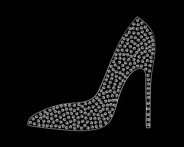 Diamond Crystals Paved Silhouette Vector Glamor Rhinestones Fashion Symbol — стоковий вектор