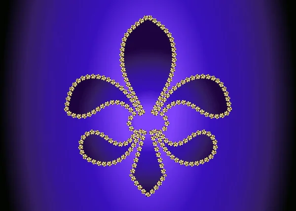 Diamond Crystals Paved Outline Trefoil Royal Lily Vector Glamor Rhinestones — стоковий вектор