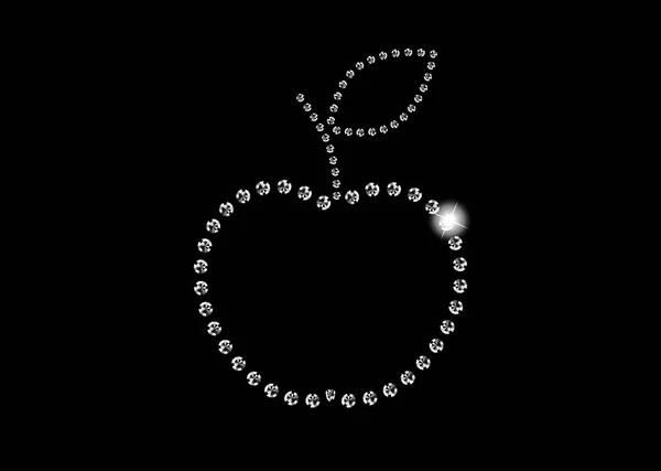 アップルのダイヤモンドクリスタル舗装アウトライン ベクトルグラマーラインストーンファッションアイコン — ストックベクタ