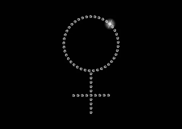 다이아몬드 크리스털 Paved Outline Woman Gender Venus Symbol Vector Glamor — 스톡 벡터