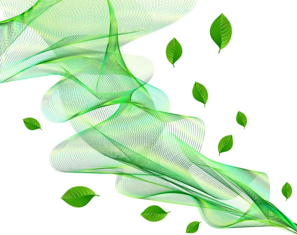 Abstrato Eco Verde Transparente Fundo Véu Ondulado Vector Billowy Lines — Vetor de Stock