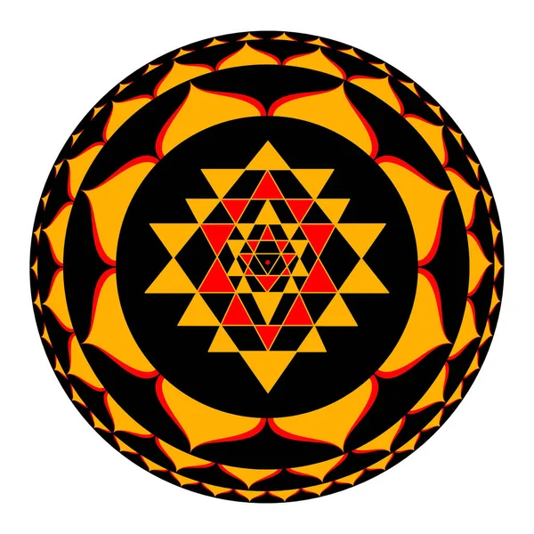 Kutsal Hint Geometrisi Mistik Diyagram Sembolü Vektör Sri Yantra — Stok Vektör