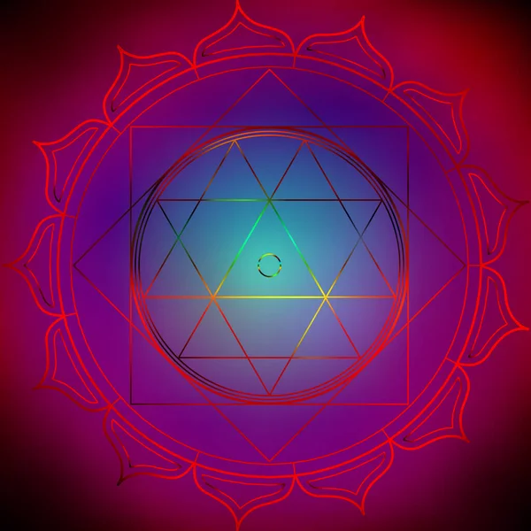 Geometría Sagrada India Símbolo Diagrama Meditativo Místico Vector Durga Yantra — Vector de stock