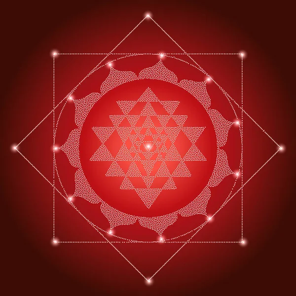 Geometría Sagrada India Símbolo Diagrama Meditativo Místico Vector Shri Yantra — Vector de stock