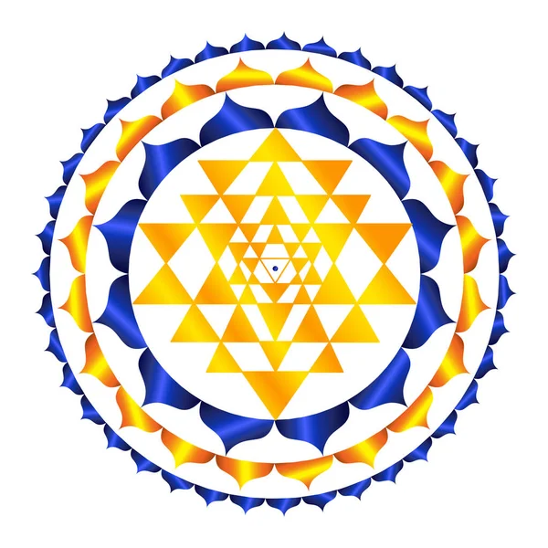 Kutsal Hint Geometrisi Mistik Diyagram Sembolü Vektör Sri Yantra — Stok Vektör