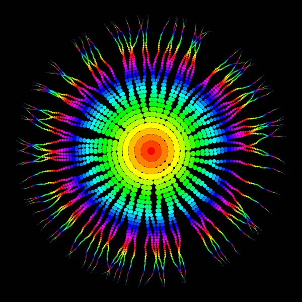 Créature Radiale Ronde Irisée Vectorielle Avec Tentacules Art Génératif — Image vectorielle