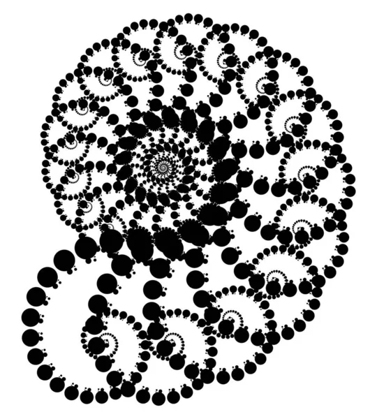 Vector Fractal Beaded Spiral Ammonite Snail Vortex Shape Generative Art — Stock Vector
