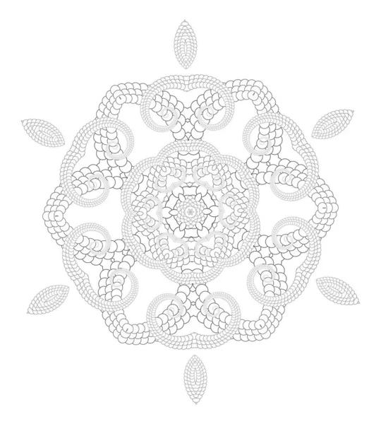 Arte Delicada Vetor Mandala Adulto Colorir Página Esboço Openwork Seis — Vetor de Stock