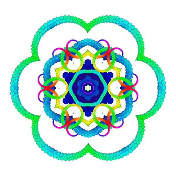 Vector Delicate Meditatieve Mandala Kunst Openwerk Six Beam Radial Symmetrie — Stockvector