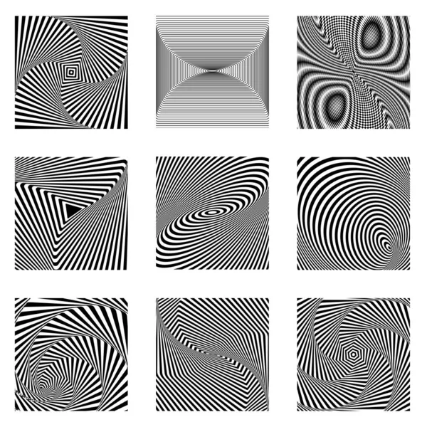 Vector Black White Turning Graphic Element Set Generative Art — Stock Vector
