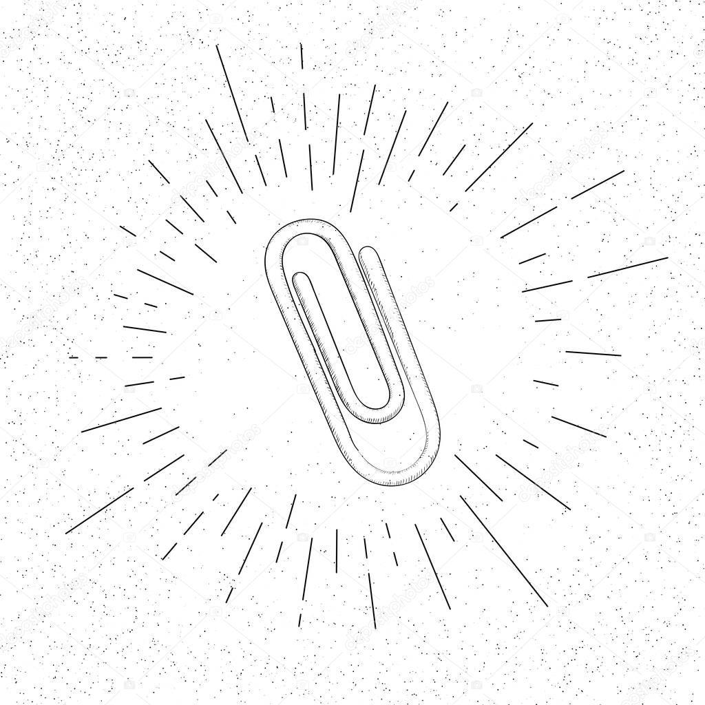 Hand Drawn Symbol of Clerical Paperclip - Doodle Vector Hatch Icon