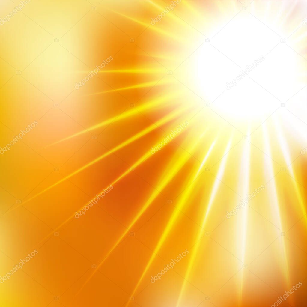  Summer Yellow Warm Sunshine Soft Focus Burst - Vector Blurred Radiant Sun Rays