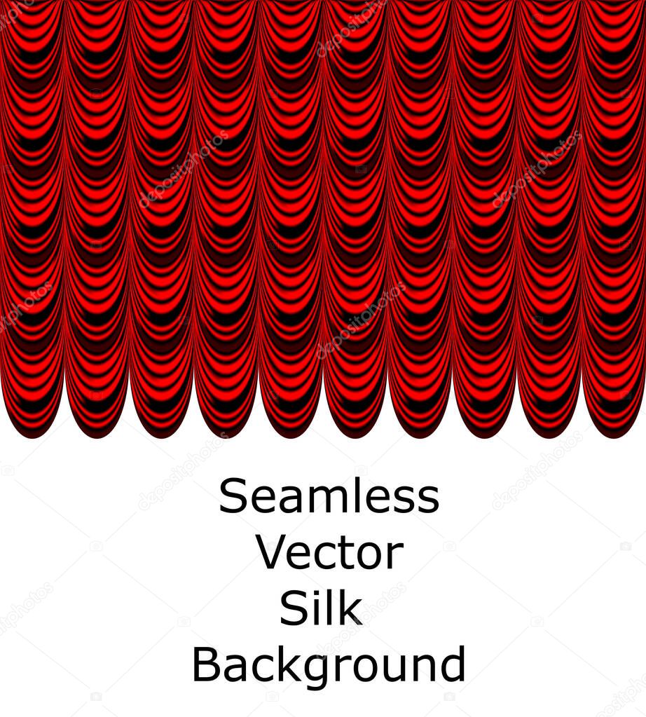 Red Theater Silk Fabric Drapery Curtain Isolated on White Background - Vector  Satin French Blind 