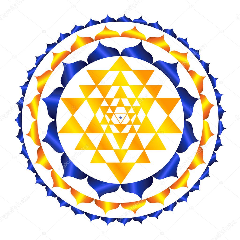 Sacred Indian Geometry Mystical Meditative Diagram Symbol - Vector Sri Yantra