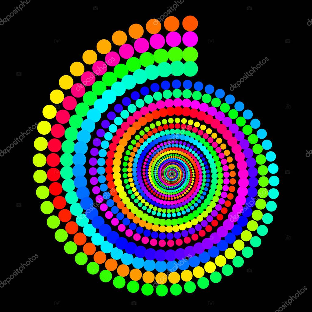 Vector Iridescent Spiral Nautilus Vortex Shape - Bright Generative Op Art Background