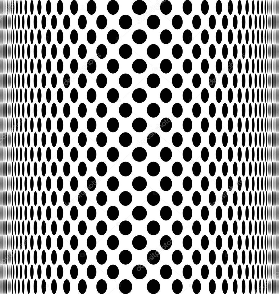 Vector Black and White Halftone Cylindrical Generative Op Art Background 