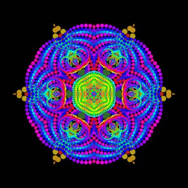 Meditatif Uygulama İçin Vektör Hassas Mandala - Petrol Dökümlü Altıncı Parlak Yantra Şablonu