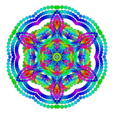 Kutsal Uygulama İçin Vektör Mistik Mandala - Altı Petrol Dökümlü Serpiştirilmiş Mistik Yantra Şablonu