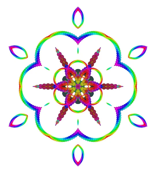 Vector Delicate Ornamental Sacred Mandala Art Eröffnungswerk Six Petalled Irisizing — Stockvektor
